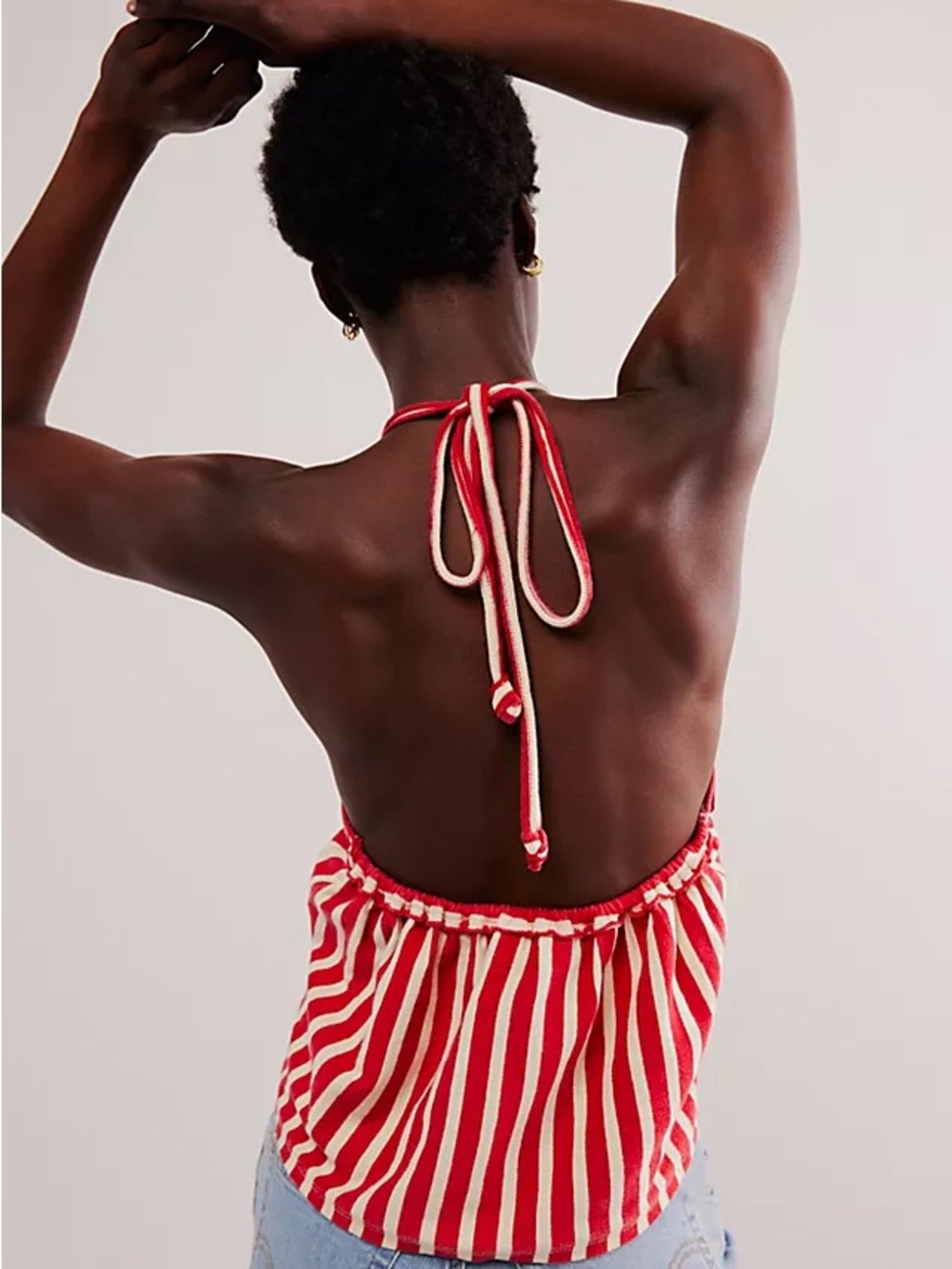 We The Free Red and White Striped Halter Top - Picture 2 of 5